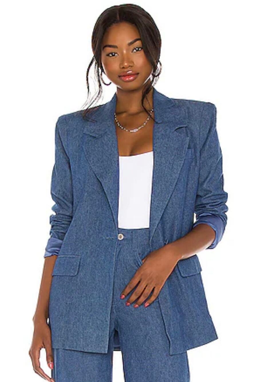 WeWoreWhat Downtown Blazer Jacket Houston Blue XS Structure Shoulders